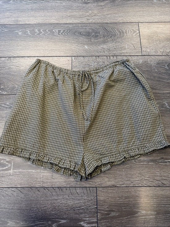 Wishlist Pants - Wishlist Olive Plaid High-Waist Drawstring Shorts